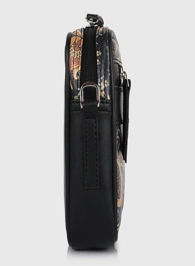 SAULT Vegan Leather Stylish Floral Printed Sling Bag | Premium PU Leather Crossbody Bag for Women | Multi-Pocket Travel & Casual Shoulder Bag - Image 5